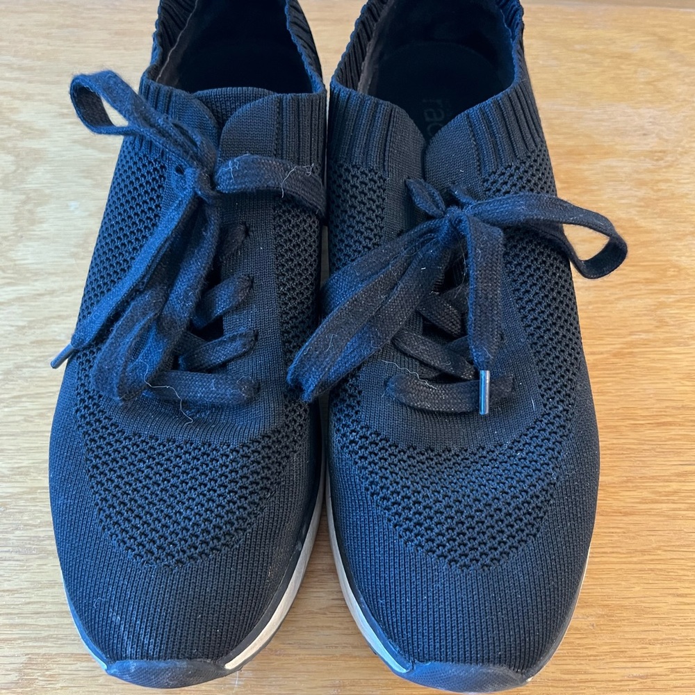 Black Knit Lace-Up Sneakers